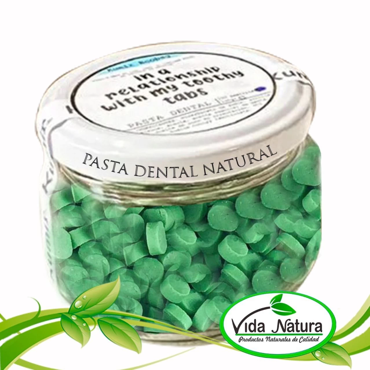 PASTA DENTAL NATURAL LIBRE DE FLÚOR Y TRICLOSÁN (PASTILLAS BLANDAS CON MENTA)