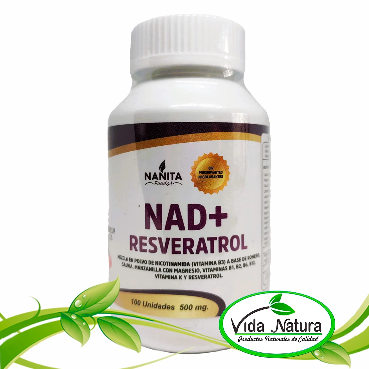 NAD+ RESVERATROL 100 CÁPSULAS 500MG | Longevidad, memoria, salud general.